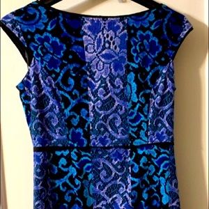 Maggie London Black, blue multi color dress.  Last call donating on Monday!